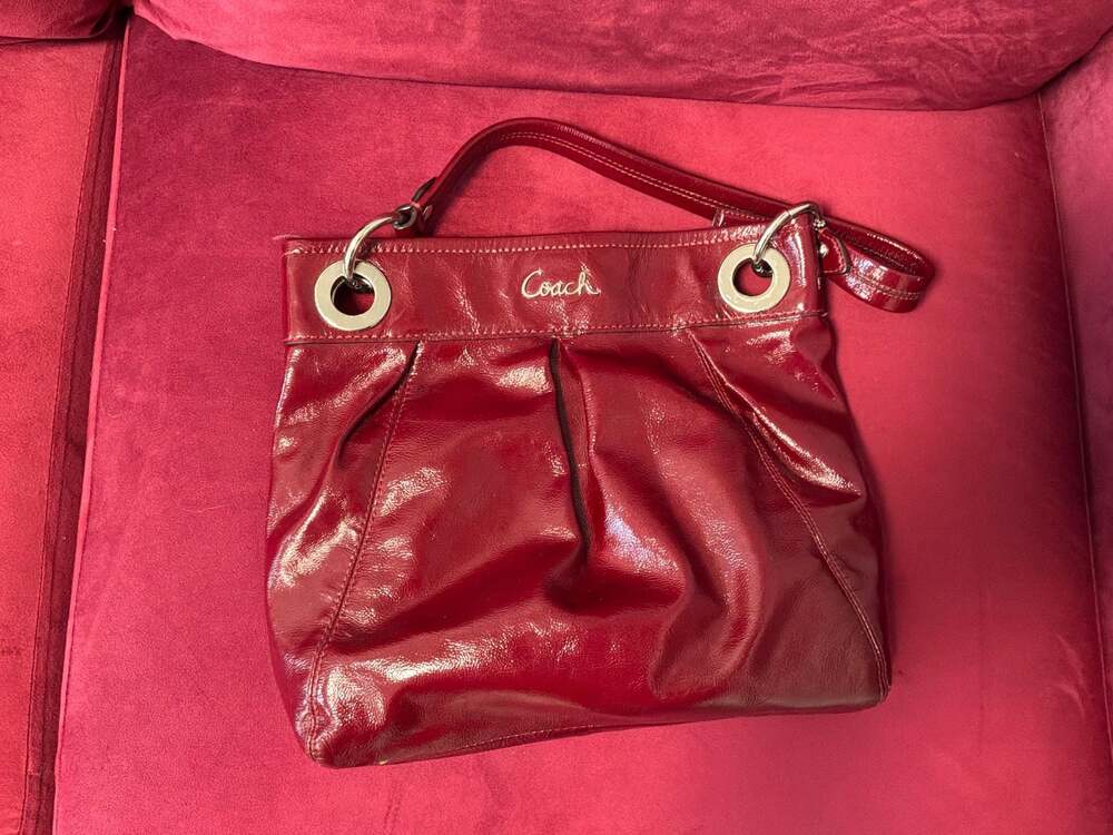 Coach Ashley Red Patent Leather Hobo Shoulder Bag